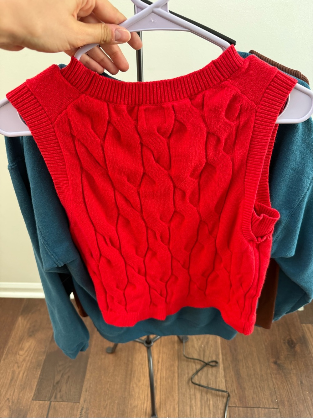 a new day Red Cable-Knit V-Neck Button Front Sweater Vest - Picture 3 of 3